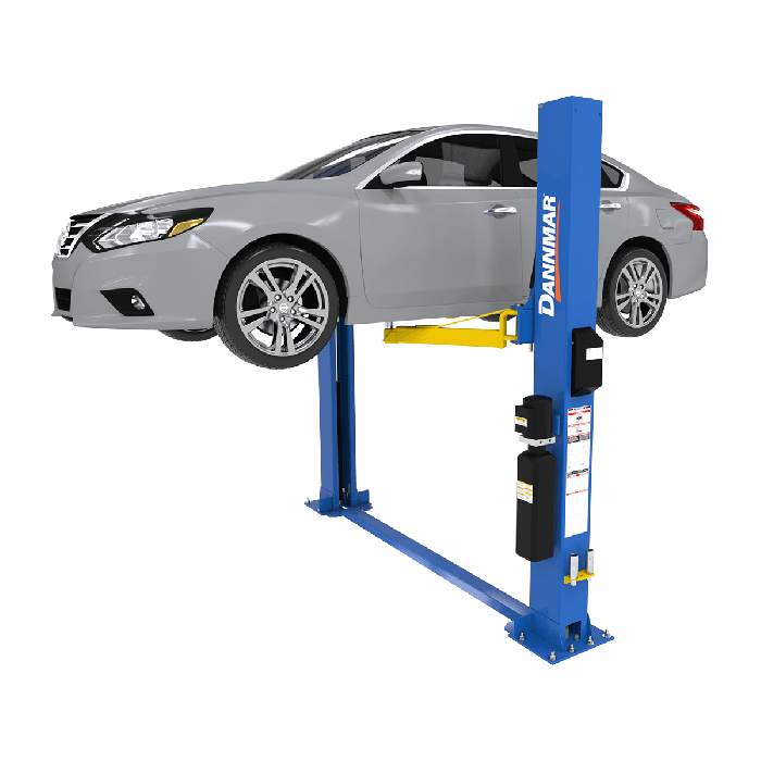 Dannmar D2-8F 8,000-lbs. Capacity Two-Post Lift / Floorplate / Includes Stackable Pads and Adapters 123" O.A. Height