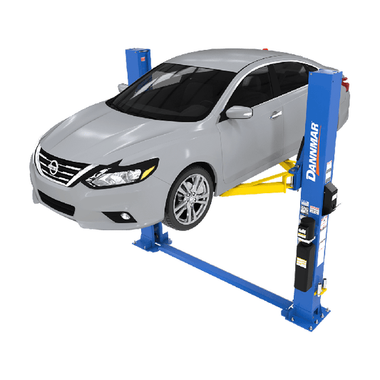Dannmar D2-8F 8,000-lbs. Capacity Two-Post Lift / Floorplate / Includes Stackable Pads and Adapters 123" O.A. Height