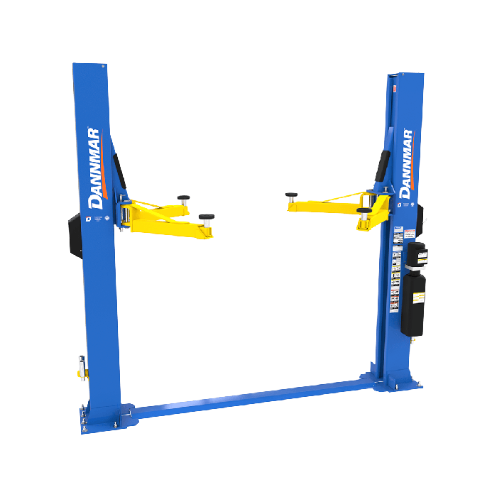 Dannmar D2-8F 8,000-lbs. Capacity Two-Post Lift / Floorplate / Includes Stackable Pads and Adapters 123" O.A. Height