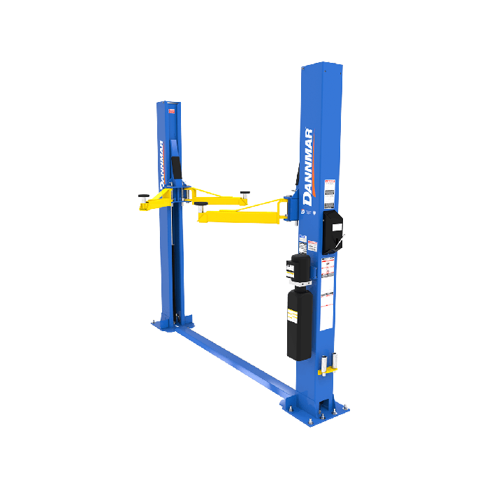Dannmar D2-8F 8,000-lbs. Capacity Two-Post Lift / Floorplate / Includes Stackable Pads and Adapters 123" O.A. Height