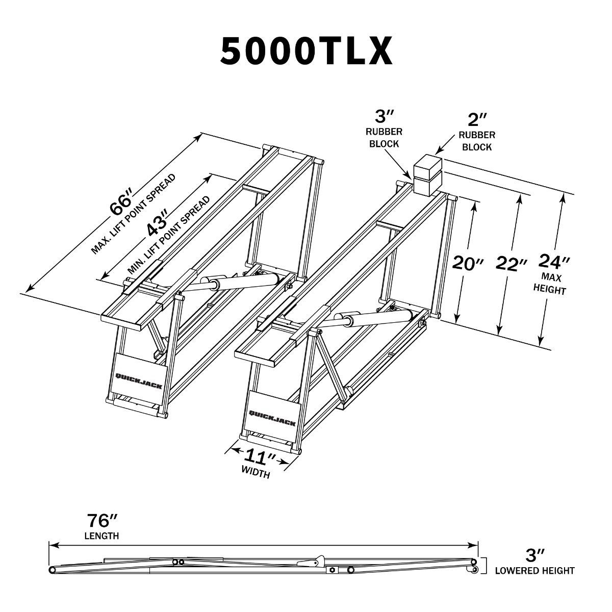 QUICKJACK 5000TLX 5,000 LB. CAPACITY EXTENDED PORTABLE CAR LIFT