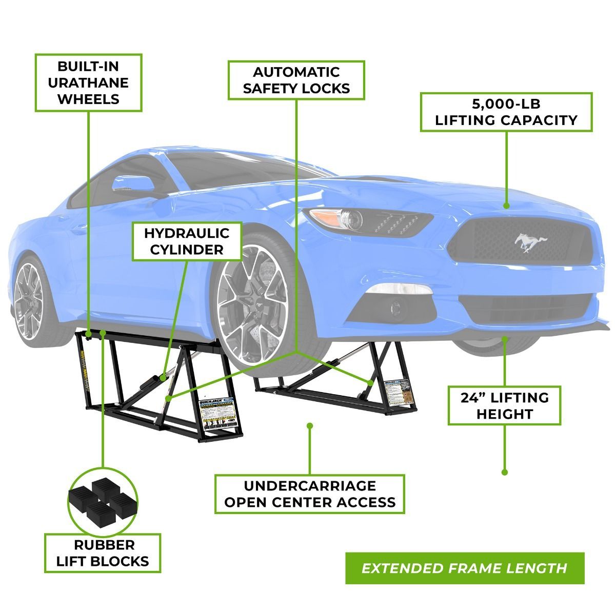 QUICKJACK 5000TLX 5,000 LB. CAPACITY EXTENDED PORTABLE CAR LIFT