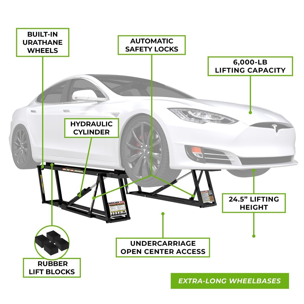 QUICKJACK 6000ELX 6,000 LB. CAPACITY SUPER-LONG PORTABLE CAR LIFT
