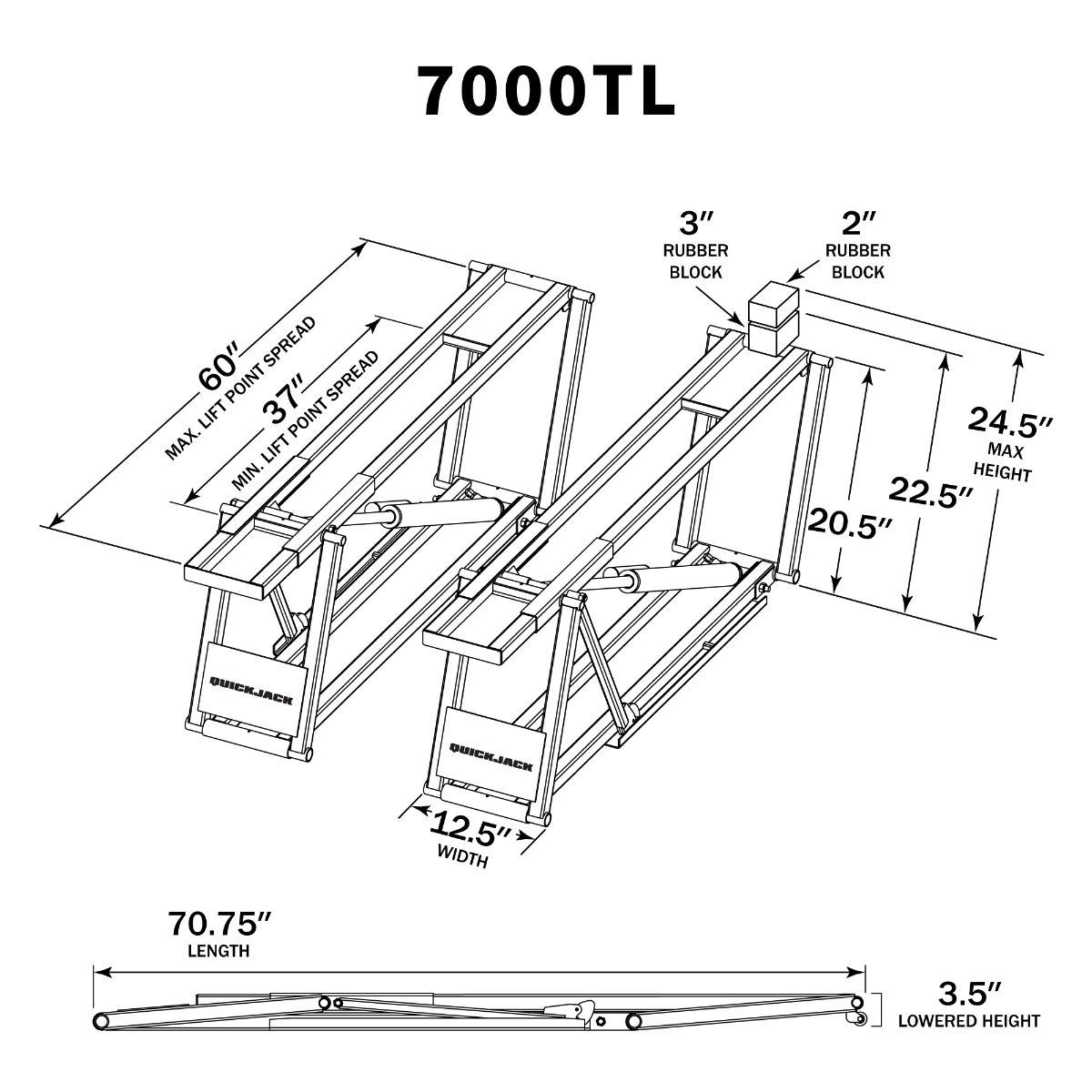 QUICKJACK 7000TL 7,000 LB. CAPACITY PORTABLE CAR LIFT